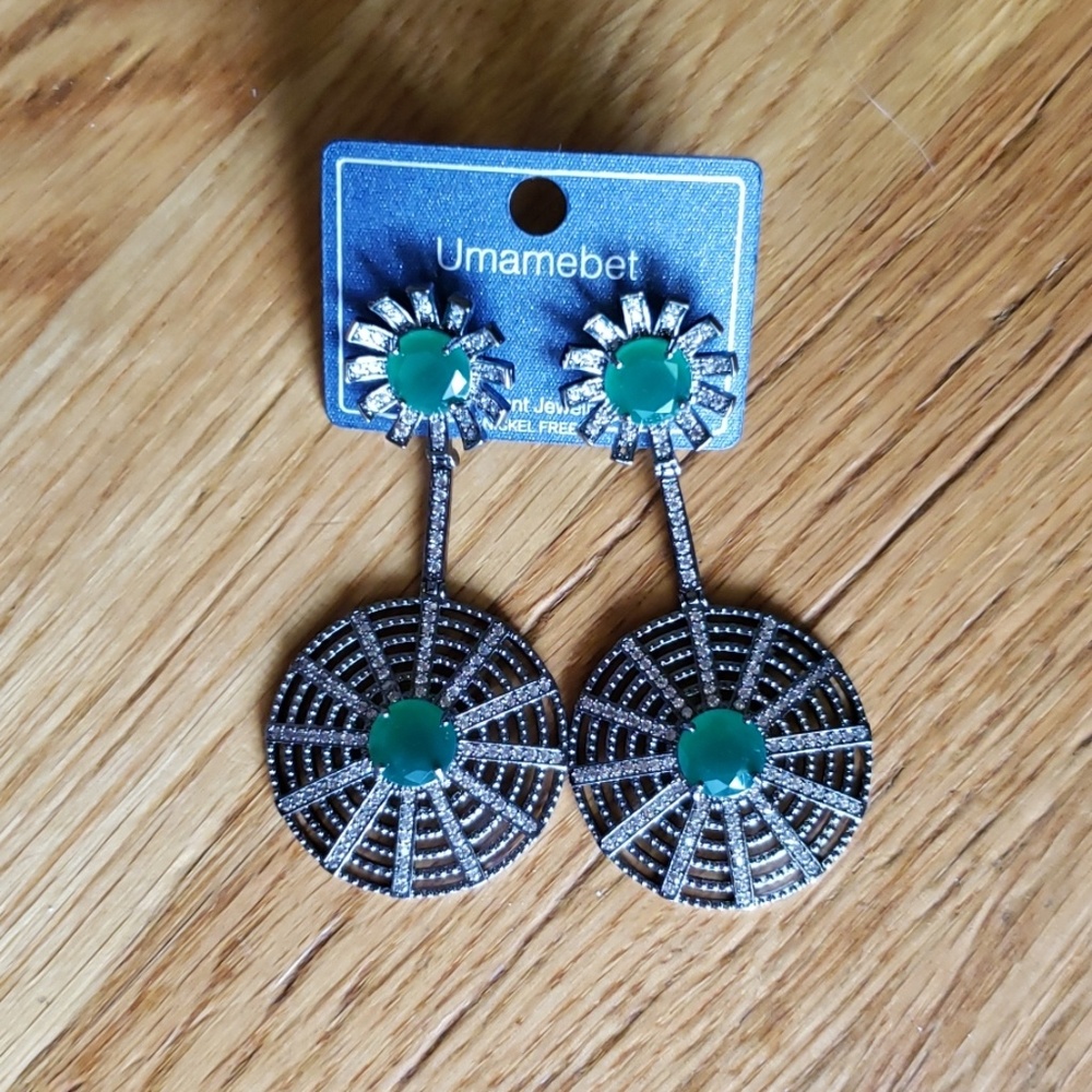 Green Statement Earrings